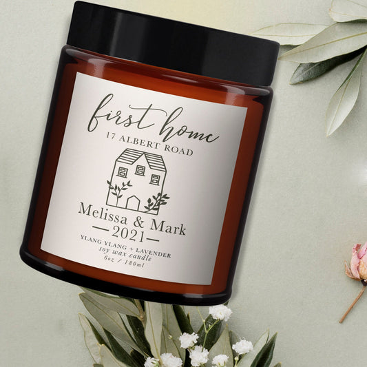 First Home Personalised Candle, House Warming Gift, New Home, Home sweet home, Pure essential oil soy wax candle, message candle,thoughtful