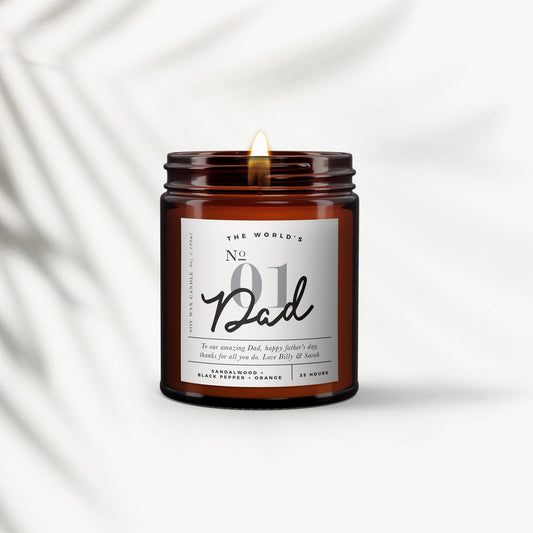 Fathers Day Gift, No 1 Dad, Personalised Candle, Pure essential oil soy wax candle, Man candle, Special Fathers day Present
