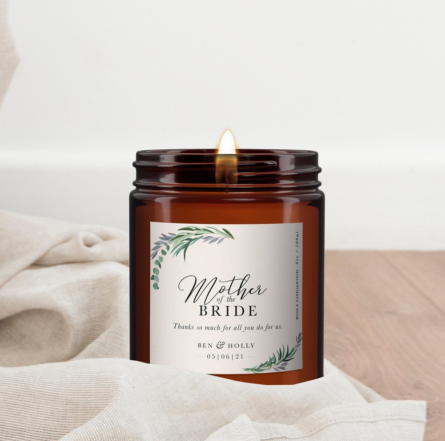 Mother of the Bride Personalised Candle, Pure Essential Oil Candle, Mother of the Bride Gift, Gift for Mother of the Bride