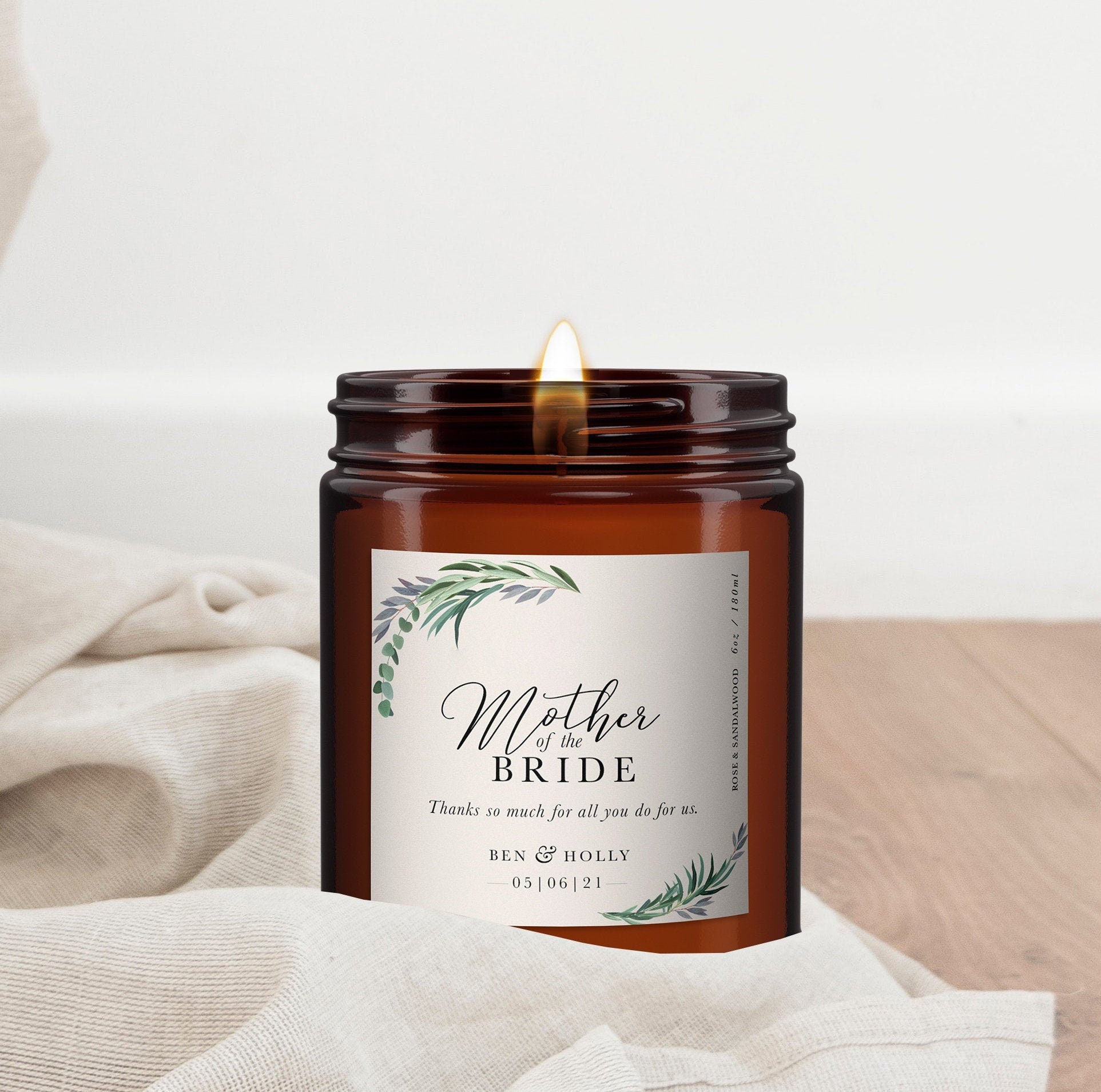 Mother of the Bride Personalised Candle, Pure Essential Oil Candle, Mother of the Bride Gift, Gift for Mother of the Bride