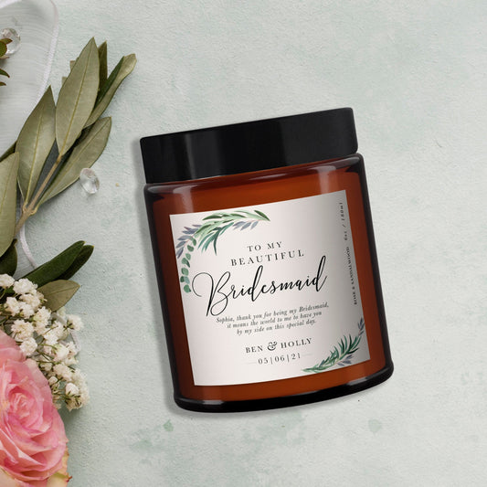 Beautiful Bridesmaid Personalised Candle, Pure Essential Oil Candle, Bridesmaid Gift, Gift for Bridesmaids