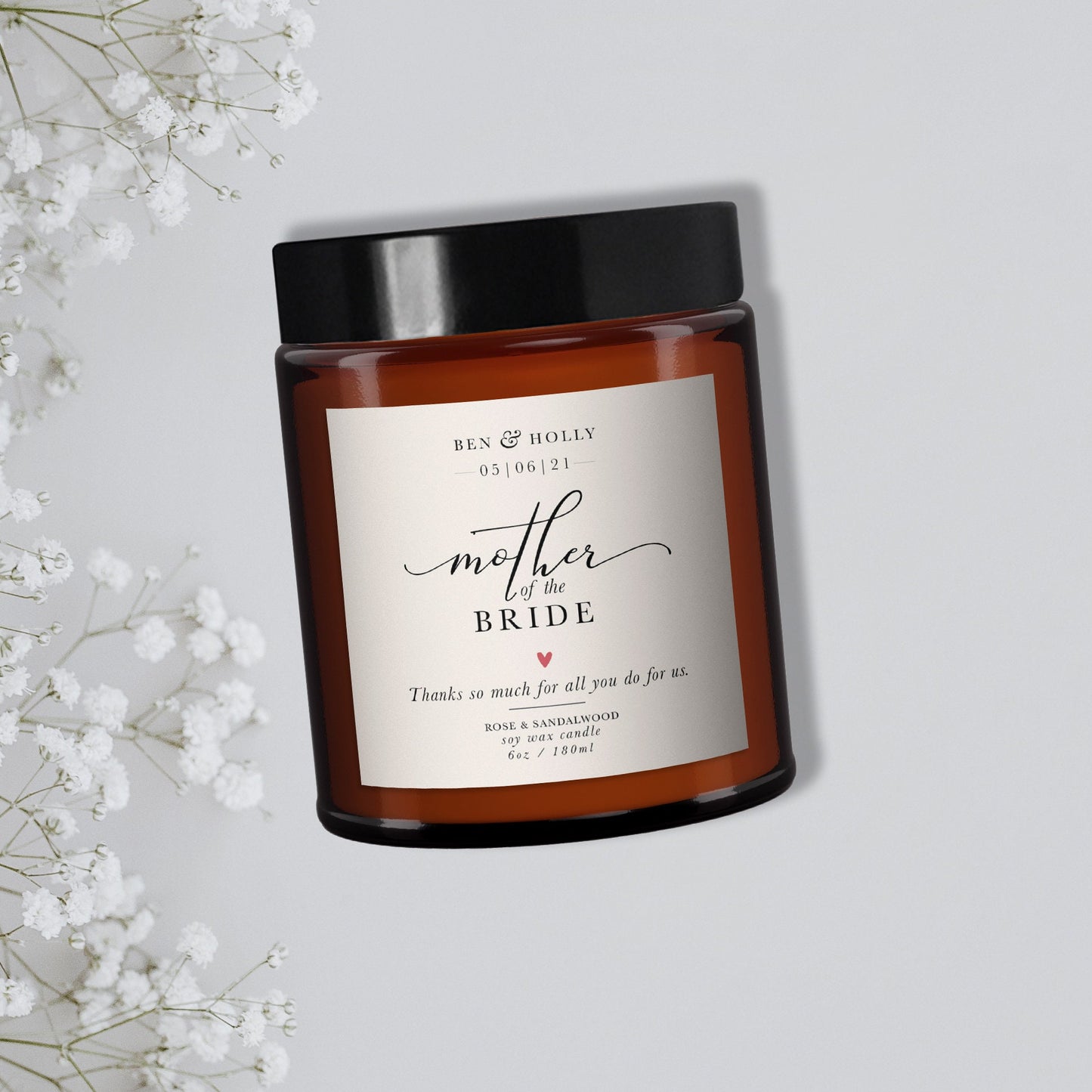 Mother of the Bride Personalised Candle, Pure Essential Oil Candle, Mother of the Bride Gift, Gift for Mother of the Bride