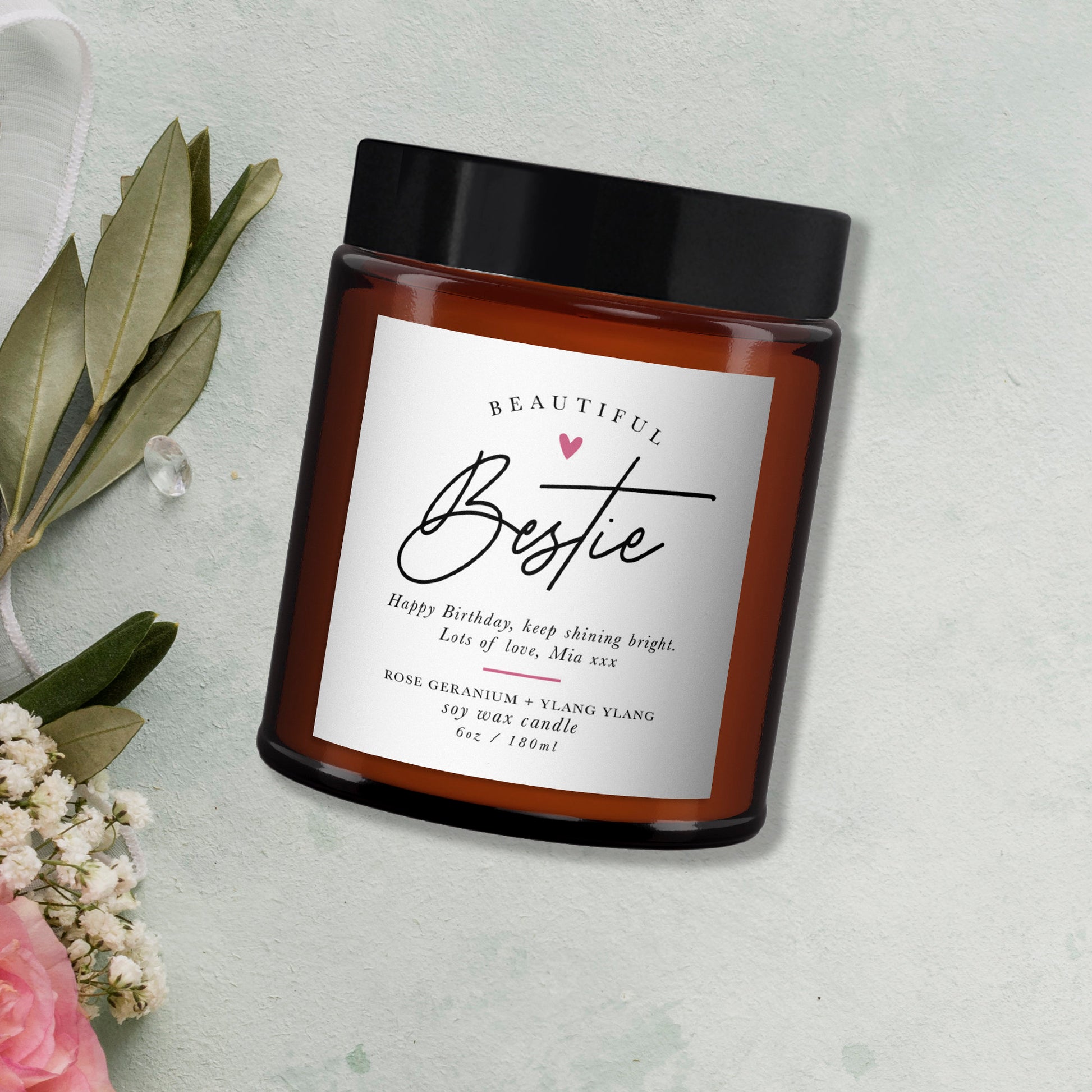Best Friend Personalised Aromatherapy Candle Gift, Pure Essential Oils, Wellbeing, Birthday Gift for Friend, Birthday Gift for Her, Bestie