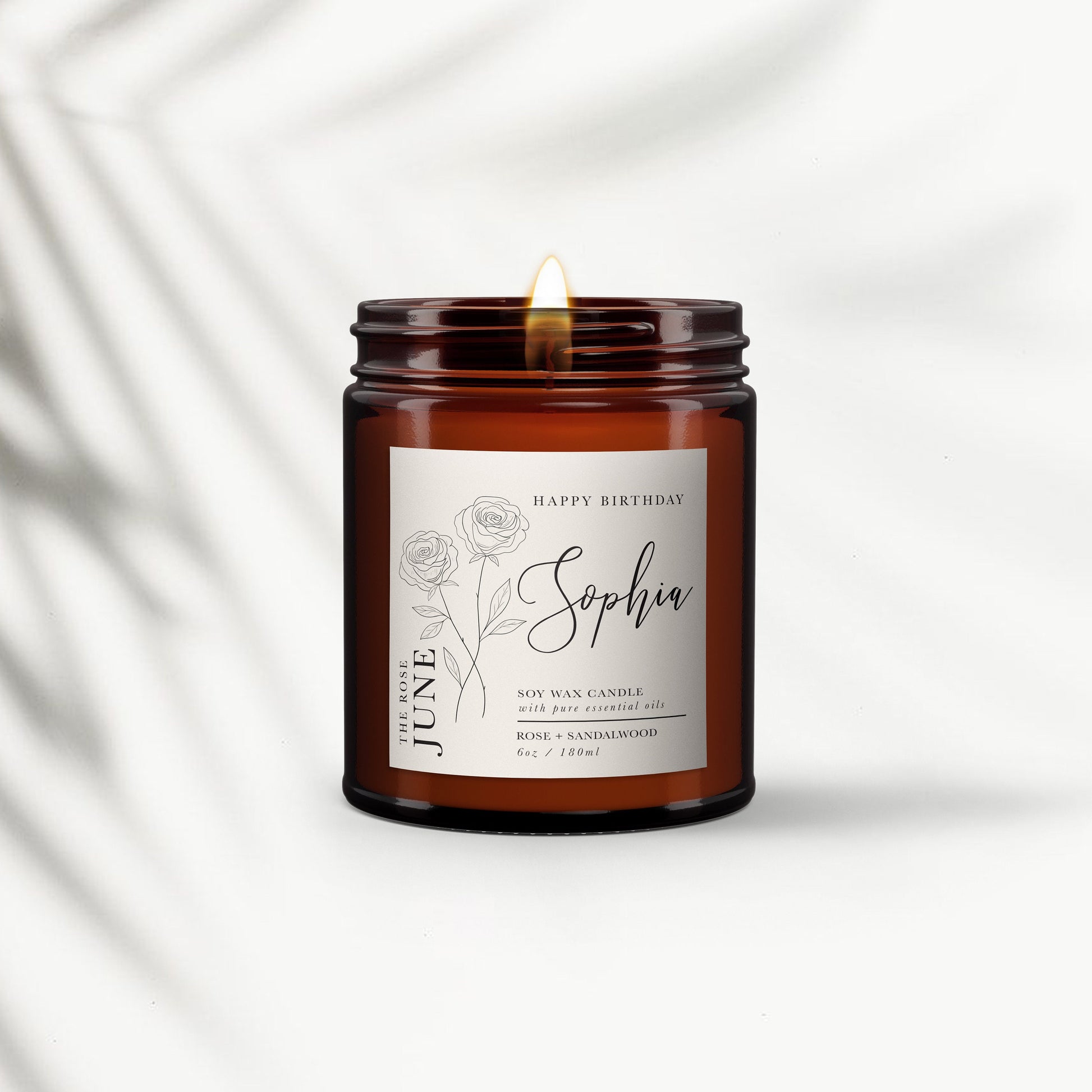 Birth Flower June Personalised Aromatherapy Candle, Birthday Gift for Friend, Gift for her, Pure Essential Oils, Soy Wax, Unique Gift