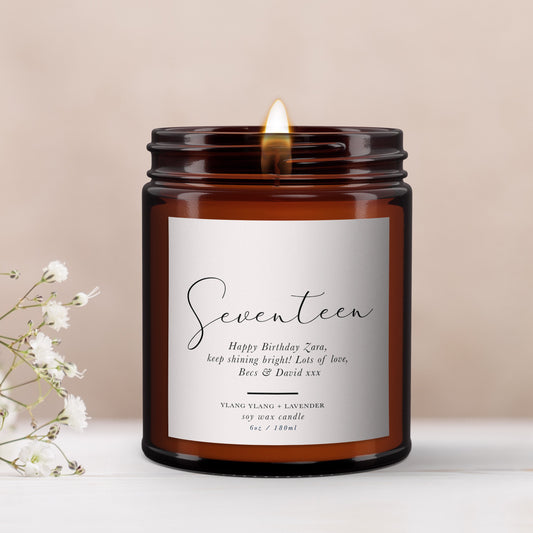 17th Birthday Personalised Candle Gift, Aromatherapy candle, Essential oil, Birthday Gift for Friend, Birthday Gift for Her