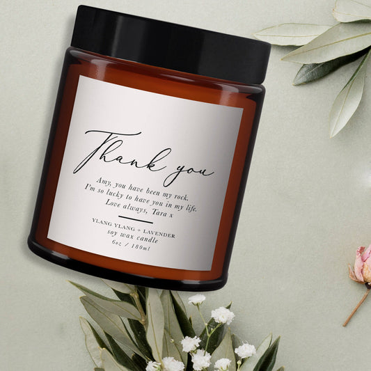 Thank You Aromatherapy Candle Gift, personalised candle, thank you, pure essential oil soy wax candle, thank you, special gift