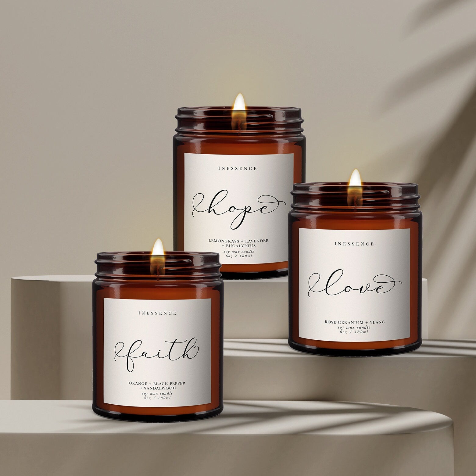 Hope, Love, Faith Candle Gift Set, 3 x inspirational luxury aromatherapy candles,anniversary gift,birthday gift,pamper gift