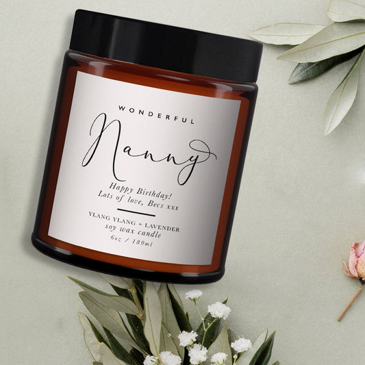 Wonderful Nanny, Amazing Nanny, Personalised Candle, Pure essential oil soy wax candle, message candle, amazing nan gift, gift for nanny