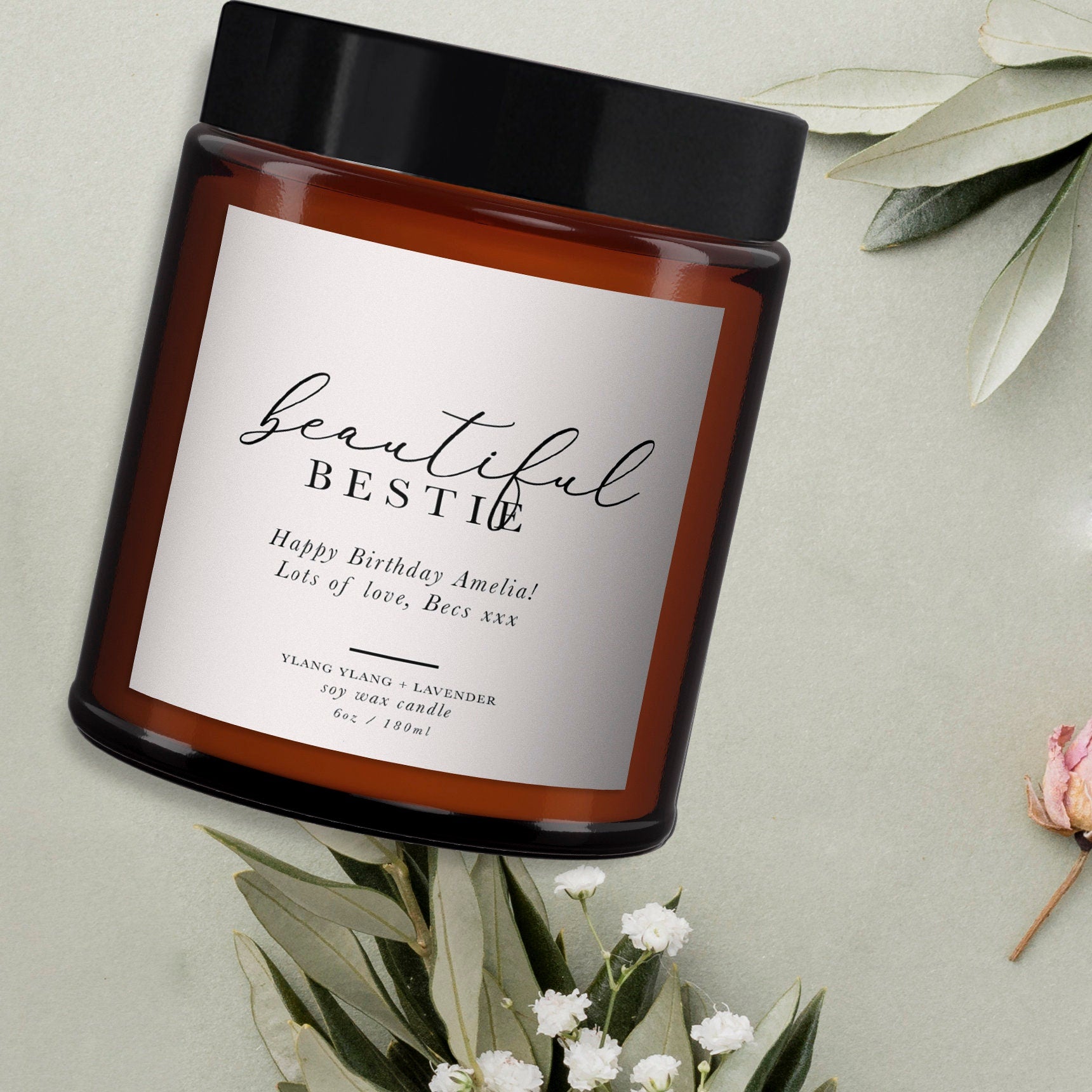 Personalised Scented Candle, Birthday Gift for Friend, Birthday Gift for Her, Aromatherapy Candle Gift, All Natural, Essential Oil Candle