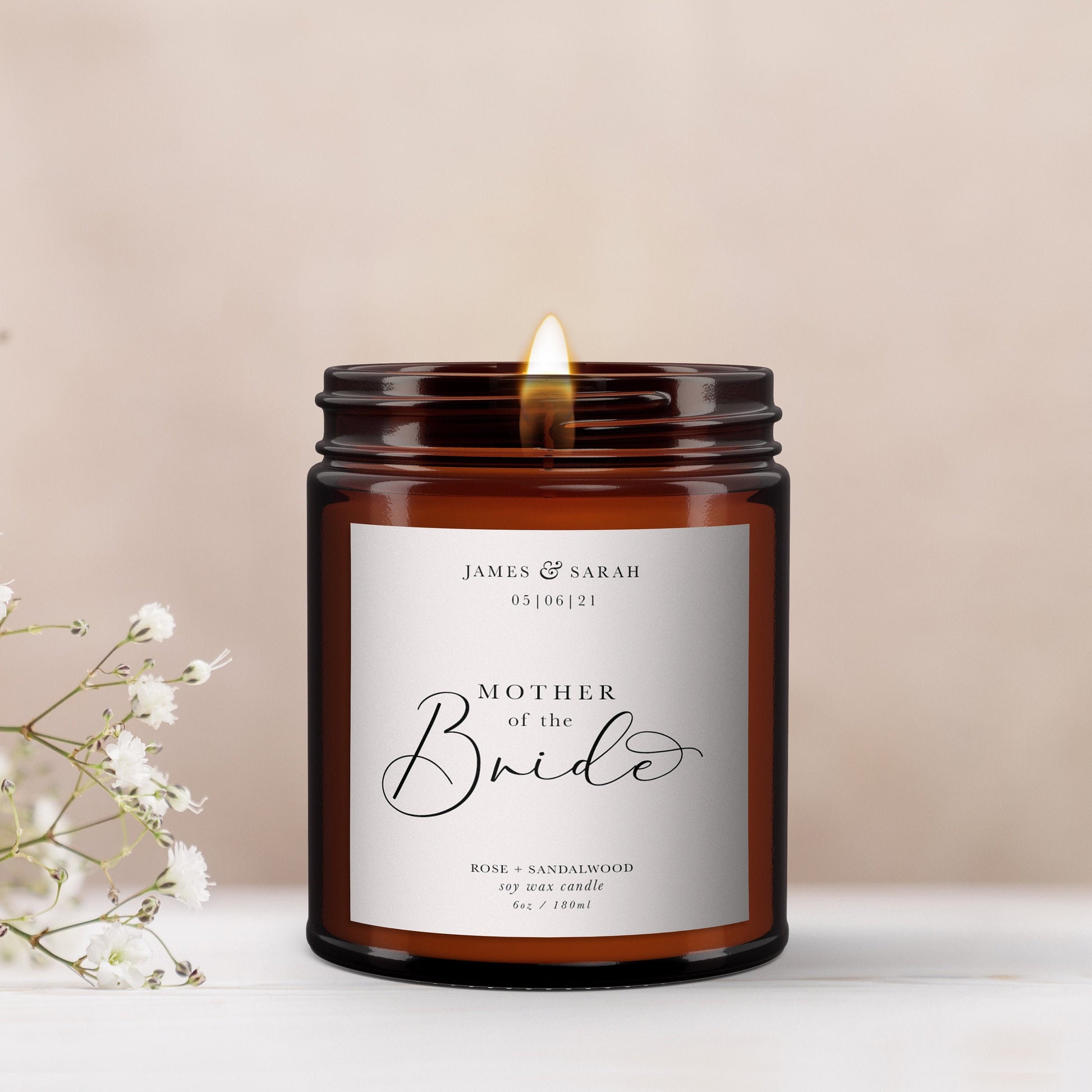 Mother of the Bride Personalised Candle, Pure Essential Oil Candle, Mother of the Bride Gift, Gift for Mother of the Bride