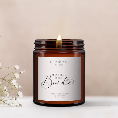 Mother of the Bride Personalised Candle, Pure Essential Oil Candle, Mother of the Bride Gift, Gift for Mother of the Bride