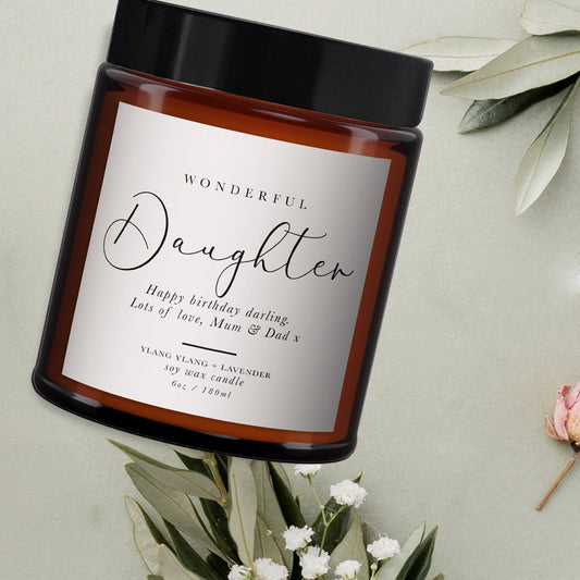 Personalised Daughter Aromatherapy Candle, Pure essential oils, Soy wax, All Natural, Keepsake Gift, Gift for Her, Gift for Daughter