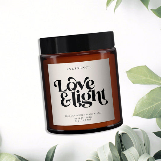 Love & Light all natural aromatherapy candle, thoughtful gift, send love, thinking of you gift, send love