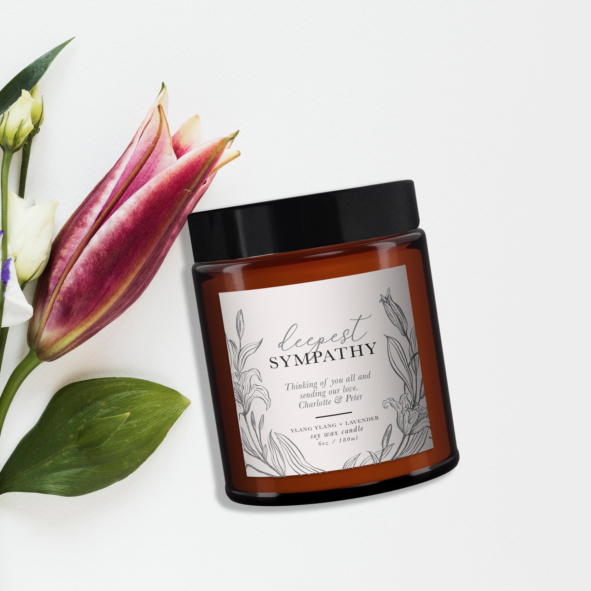 Deepest Sympathy Gift, personalised candle, pure essential oil soy wax candle, message candle, in memory of
