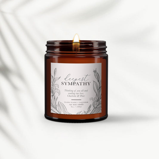 Deepest Sympathy Gift, personalised candle, pure essential oil soy wax candle, message candle, in memory of