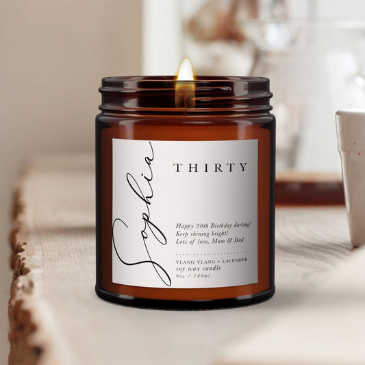 Any Year Birthday Personalised Aromatherapy Candle Gift, 18th, 25th, 30th, 40th, 50th, 60th, Birthday Gift for Friend, Birthday Gift for Her