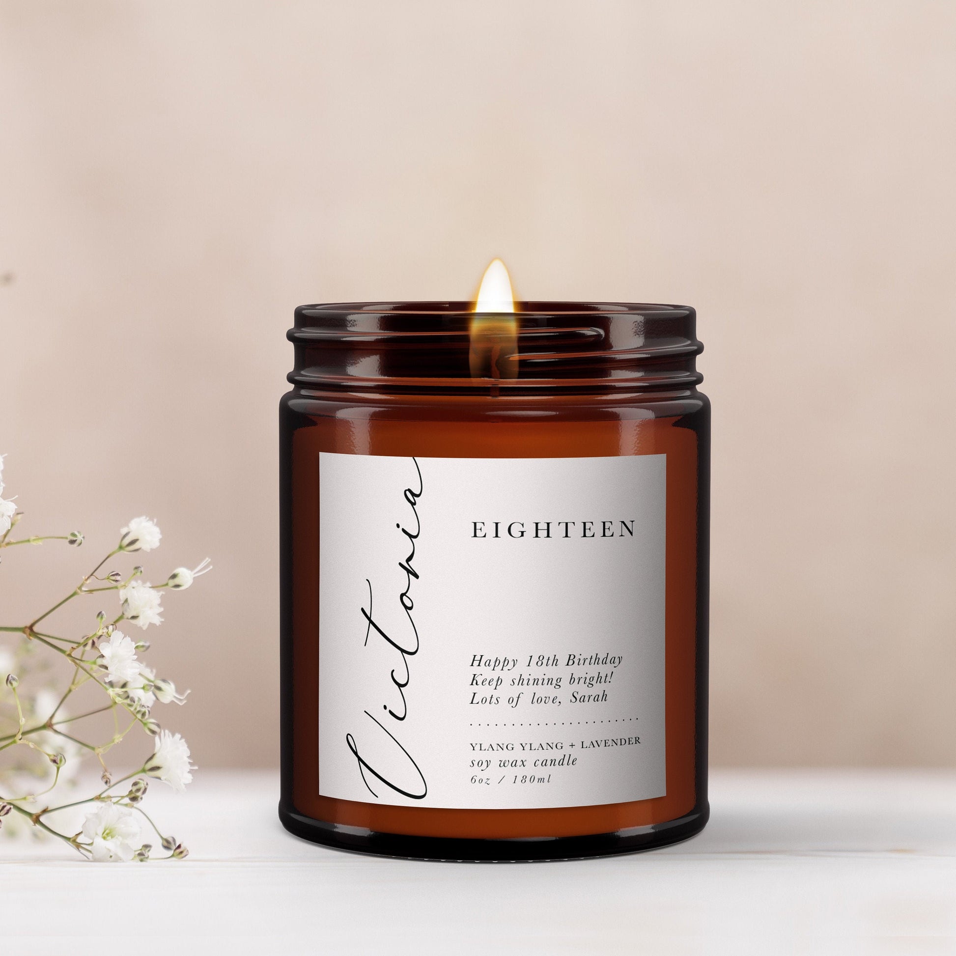 18th Birthday Personalised Aromatherapy Candle Gift, Soy Wax, Essential Oils, Any Age, Birthday Gift for Friend, Birthday Gift for Her