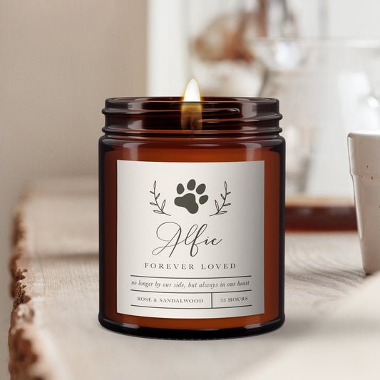 Pet Memorial Gift, Pet Loss Gift, Remembrance Candle, In Loving Memory Personalised Candle, Bereavement
