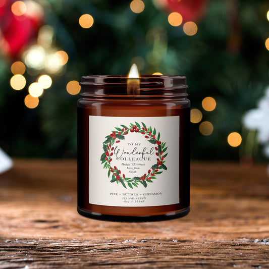 Wonderful Colleague Personalised Christmas Candle Gift,Aromatherapy Candle,Christmas Present for colleague,Christmas candle gift
