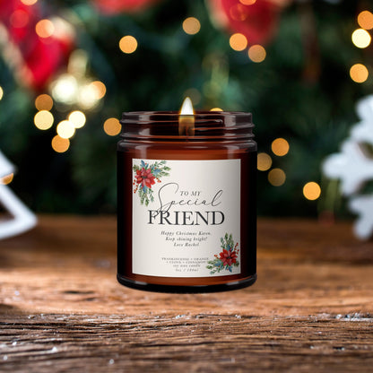Special Friend Personalised Christmas Candle Gift, Personalised Aromatherapy Candle, Christmas Present for friend, Christmas candle gift