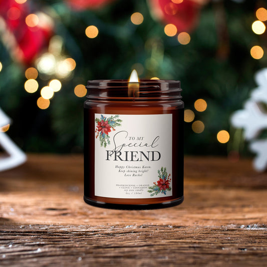 Special Friend Personalised Christmas Candle Gift, Personalised Aromatherapy Candle, Christmas Present for friend, Christmas candle gift