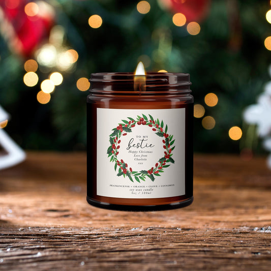 Bestie Personalised Christmas Candle Gift, Personalised Aromatherapy Candle, Christmas Present for friend, Bestie Christmas candle gift