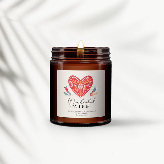 Wife Birthday Candle Gift, Personalised Aromatherapy Candle, Christmas, Anniversary, Valentines Present for Wife