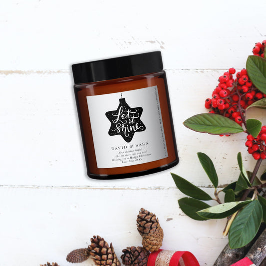 Let It Shine Personalised Christmas Candle Gift,Aromatherapy Candle,Christmas Present for friend,Gift for couple,Christmas candle gift
