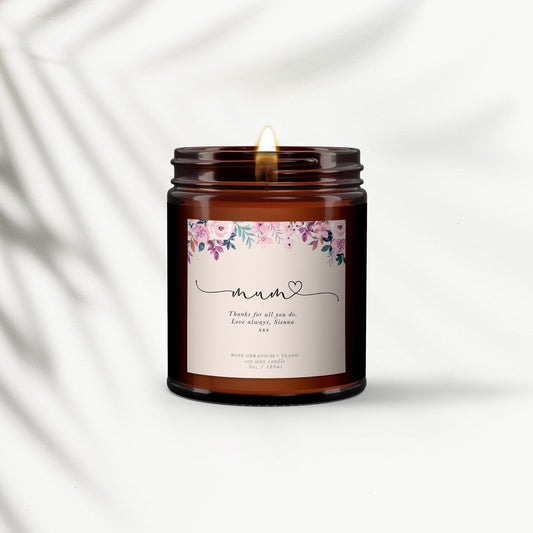 MUM Personalised Aromatherapy Candle Gift,Gift for Mum,Mother's Day present,Mum Birthday Gift,Pure essential oil soy wax candle,Gift for her