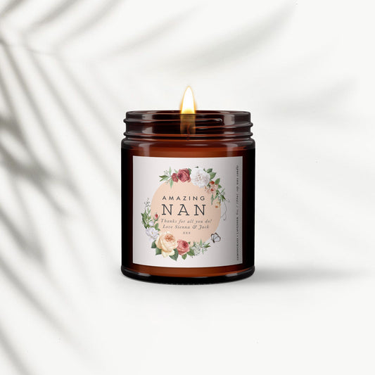 Amazing Nan Botanical Aromatherapy Candle, Personalised Candle Gift, Nanna, Nan, Nanny, Pure essential oil soy wax candle, Mothers day