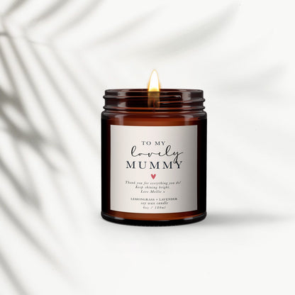 Lovely Mummy Personalised Aromatherapy Candle Gift,Gift for Mummy,Mother's Day present,Mummy Birthday Gift,Pure essential oil soy wax candle