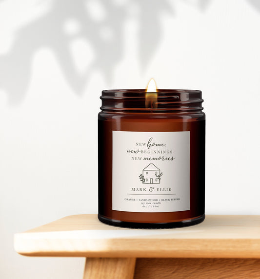 New Home Personalised Candle Gift, House Warming Gift, First Home, Pure essential oil soy wax candle, moving in present