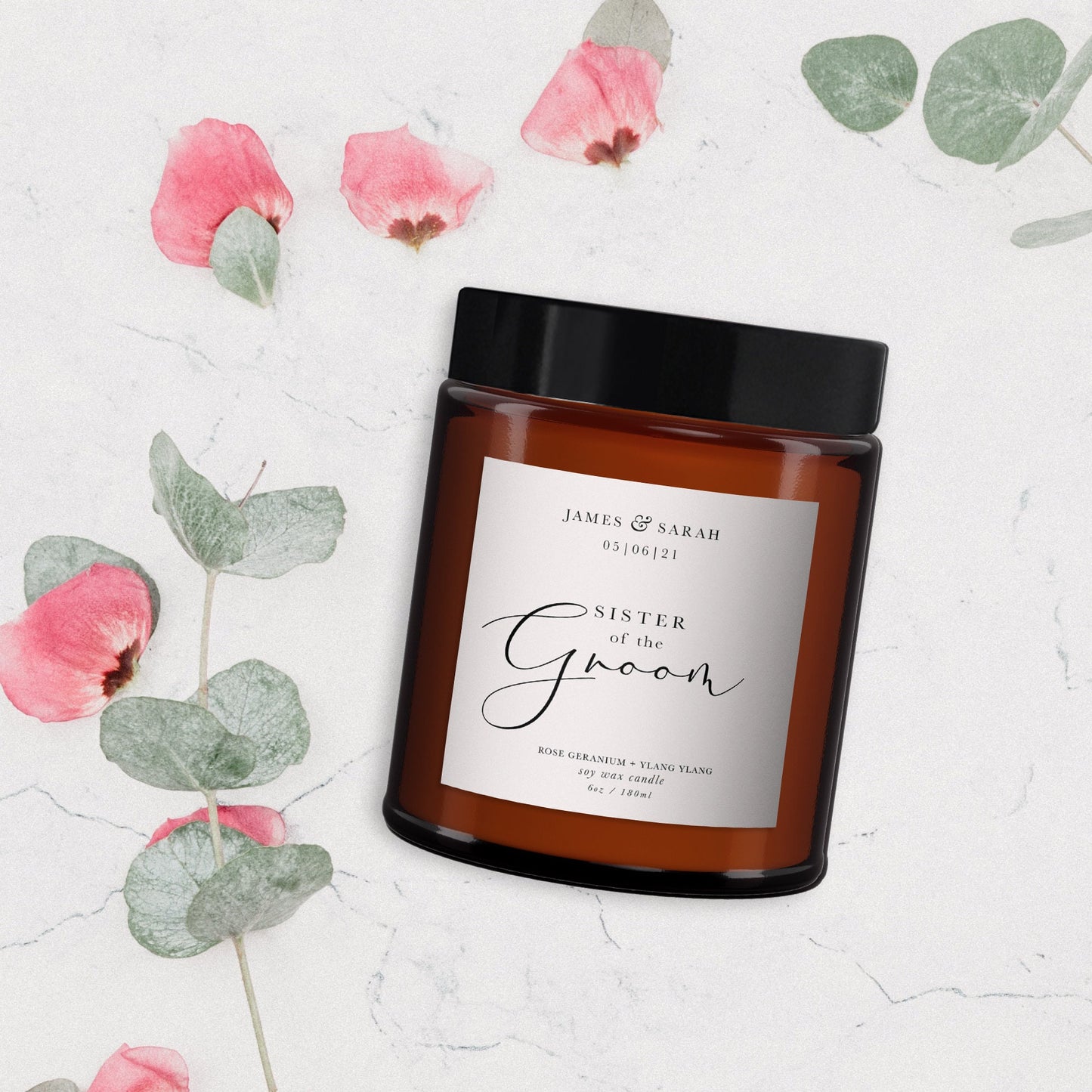 Sister of the Groom Personalised Candle, Pure Essential Oil Candle, Sister of the Groom Gift, Gift for Sister of the Groom