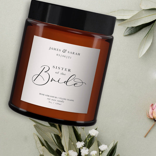 Sister of the Bride Personalised Candle Gift, Pure Essential Oil Candle, Sister of the Bride Gift, Gift for Sister of the Bride