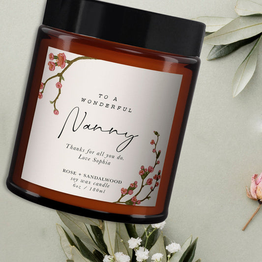 Wonderful Nanny, Amazing Nanny, Personalised Candle, Pure essential oil soy wax candle, message candle, amazing nan gift, gift for nanny