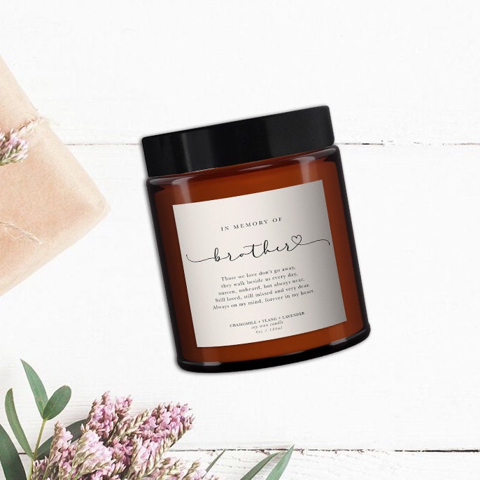 In memory of Brother Candle, Memorial candle, Remembrance candle, Sympathy, Bereavement, Condolences, Pure essential oil soy wax candle