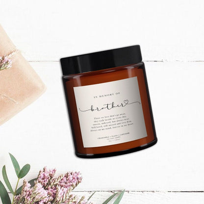 In memory of Brother Candle, Memorial candle, Remembrance candle, Sympathy, Bereavement, Condolences, Pure essential oil soy wax candle