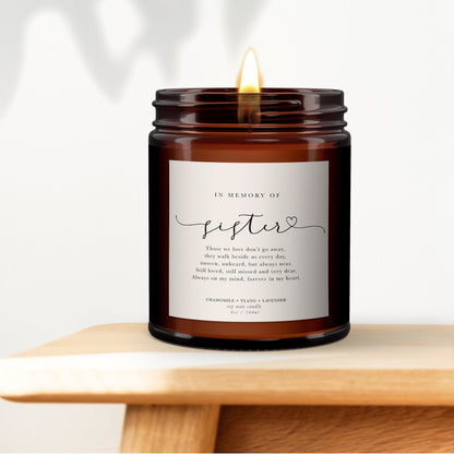 In memory of Sister Candle, Memorial candle, Remembrance candle, Sympathy, Bereavement, Condolences, Pure essential oil soy wax candle