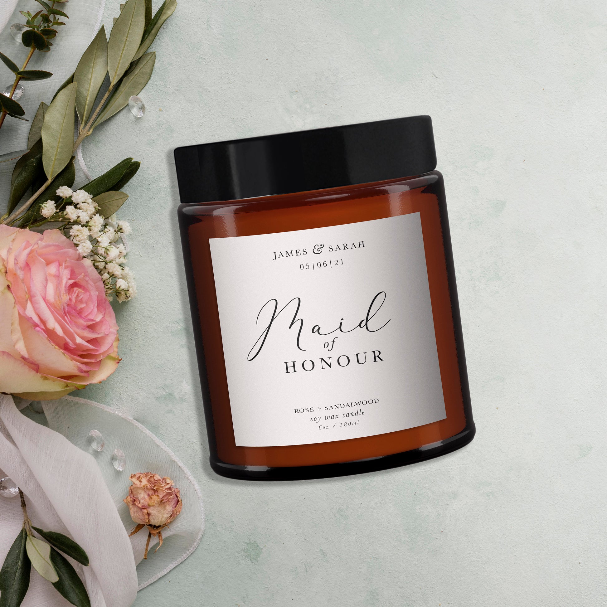 Maid of Honour Personalised Candle, Pure Essential Oil Candle, Maid of Honour Gift, Bridesmaid Gift, Gift for Maid of Honour