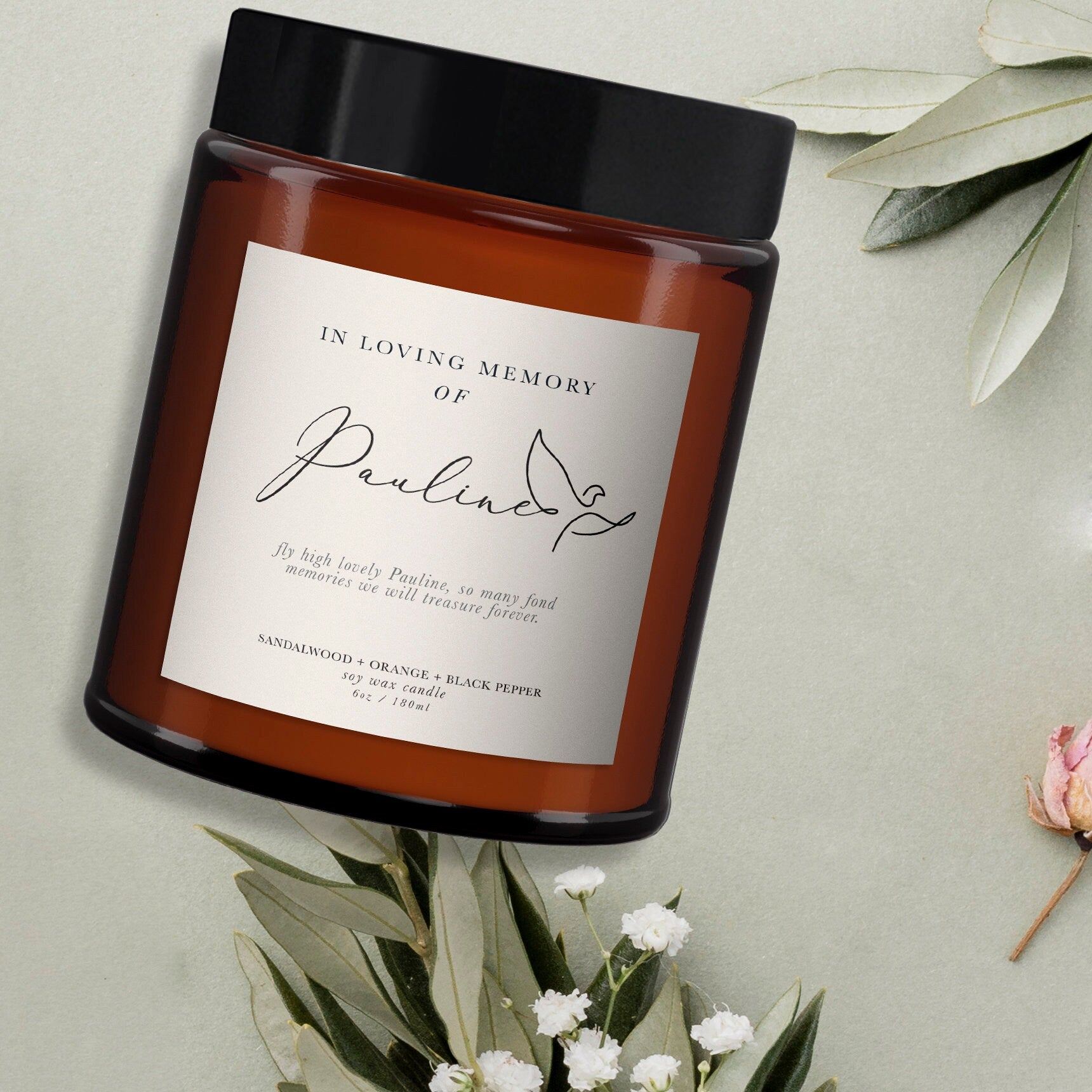 In Loving Memory Personalised Candle, Remembrance candle, Sympathy, Bereavement, Condolences, Pure essential oil, Husband,Wife,Sister,friend