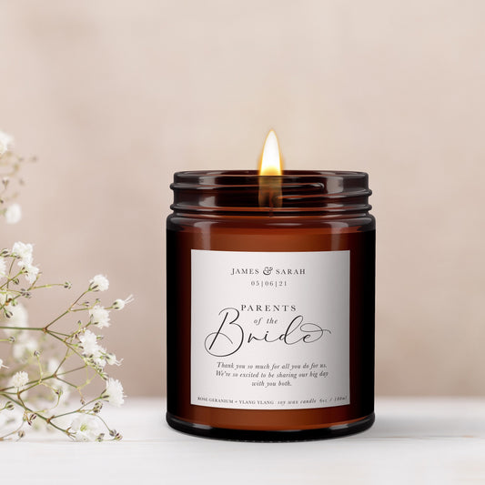 Parents of the Bride Personalised Candle Gift, Pure Essential Oil Candle, Parents of the Bride Gift, Gift for Parents of the Bride
