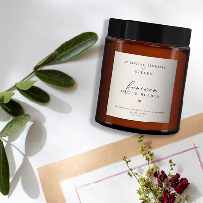 In Loving Memory Personalised Candle,Remembrance candle, Sympathy, Bereavement, Condolences, Forever in our hearts, funeral gift