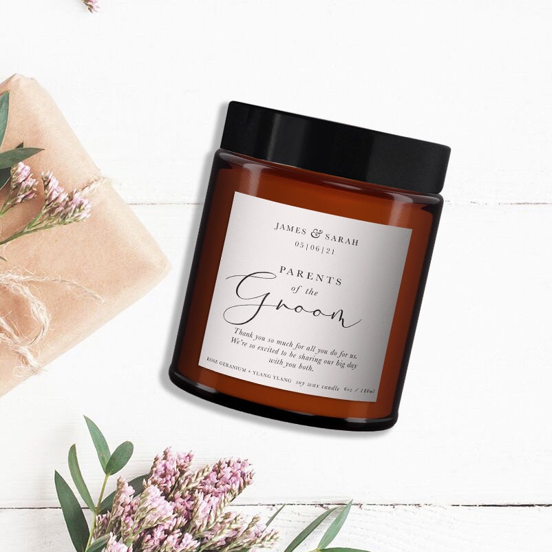 Parents of the Groom Personalised Candle Gift, Pure Essential Oil Candle, Parents of the Groom Gift, Gift for Parents of the Groom