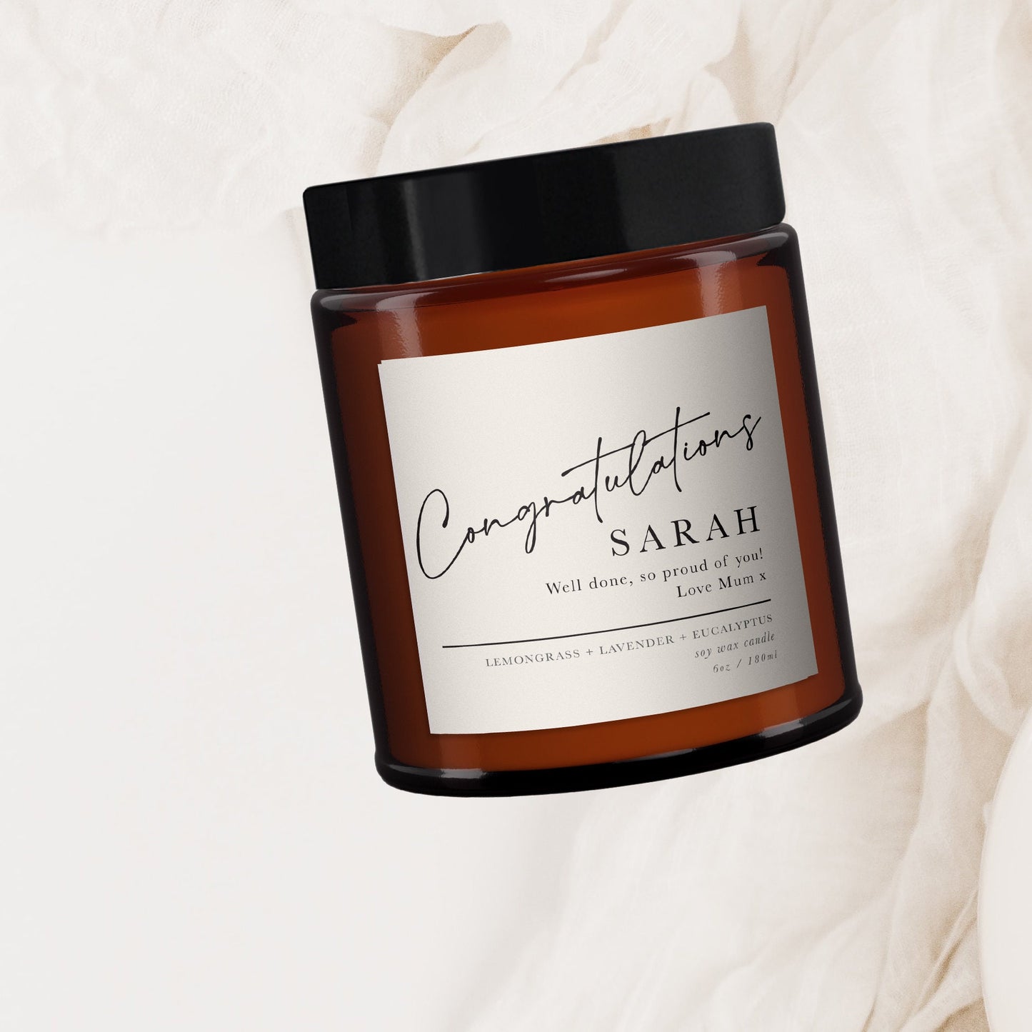 Congratulations Aromatherapy Candle Gift, personalised candle, special gift, graduation, driving test, new job