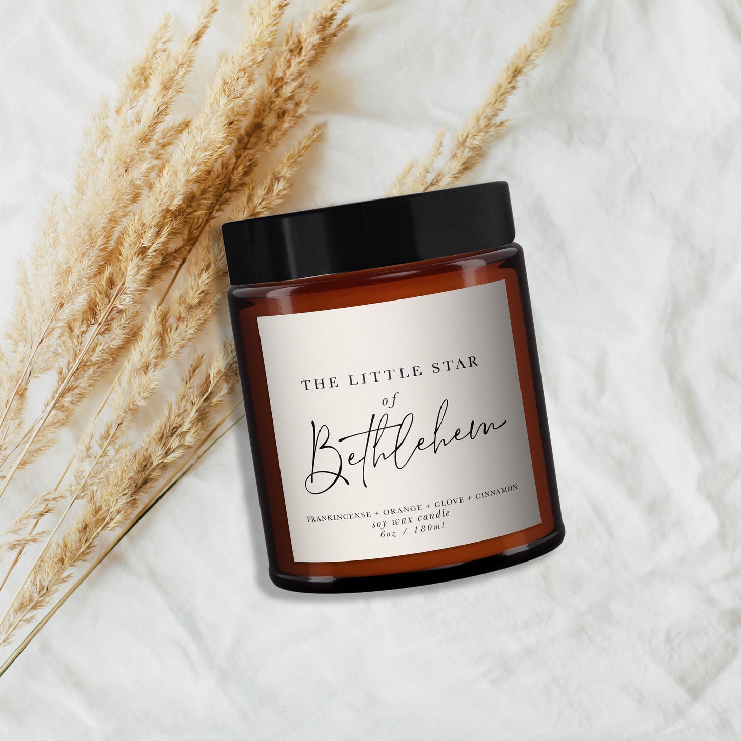 Little Star of Bethlehem Essential Oil Aromatherapy Candle - Minimal Decor,Little Jar of Christmas,Christmas Candle,Natural,Soy Wax Candle