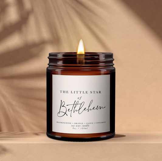 Little Star of Bethlehem Essential Oil Aromatherapy Candle - Minimal Decor,Little Jar of Christmas,Christmas Candle,Natural,Soy Wax Candle