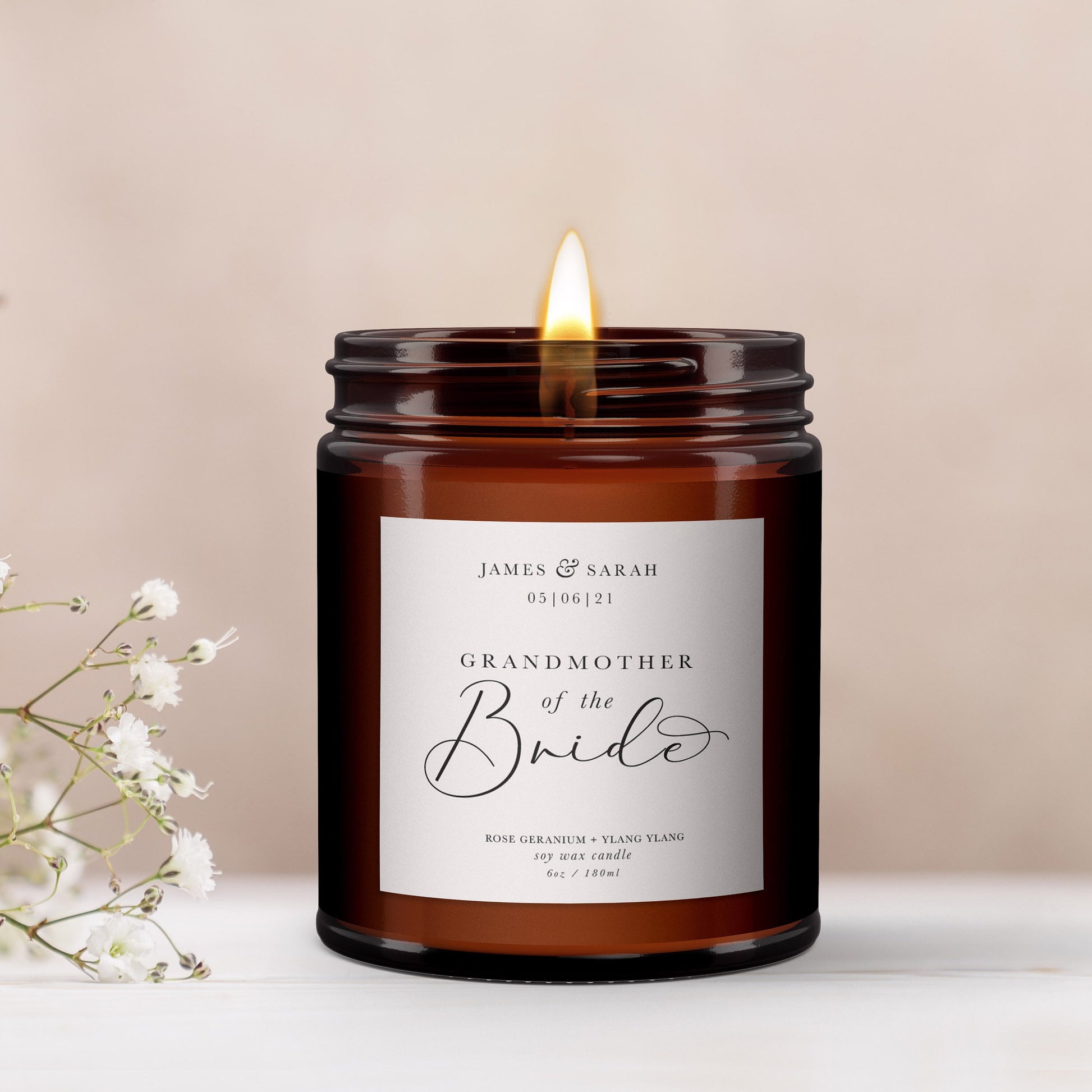 Grandmother of the Bride Personalised Candle Gift,Pure Essential Oil Candle,Grandmother of the Bride Gift,Gift for Grandparents of the Bride