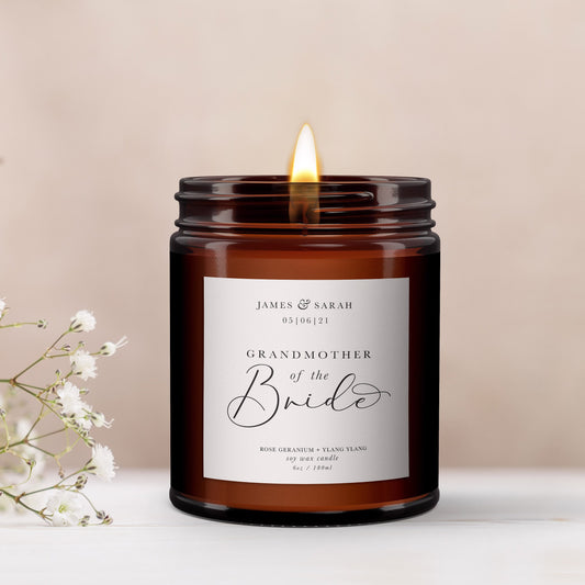 Grandmother of the Bride Personalised Candle Gift,Pure Essential Oil Candle,Grandmother of the Bride Gift,Gift for Grandparents of the Bride