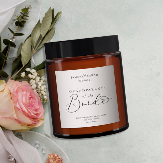 Grandparents of the Bride Personalised Candle Gift, Pure Essential Oil Candle, Grandparents of the Bride Gift, Wedding Gift for Grandparents