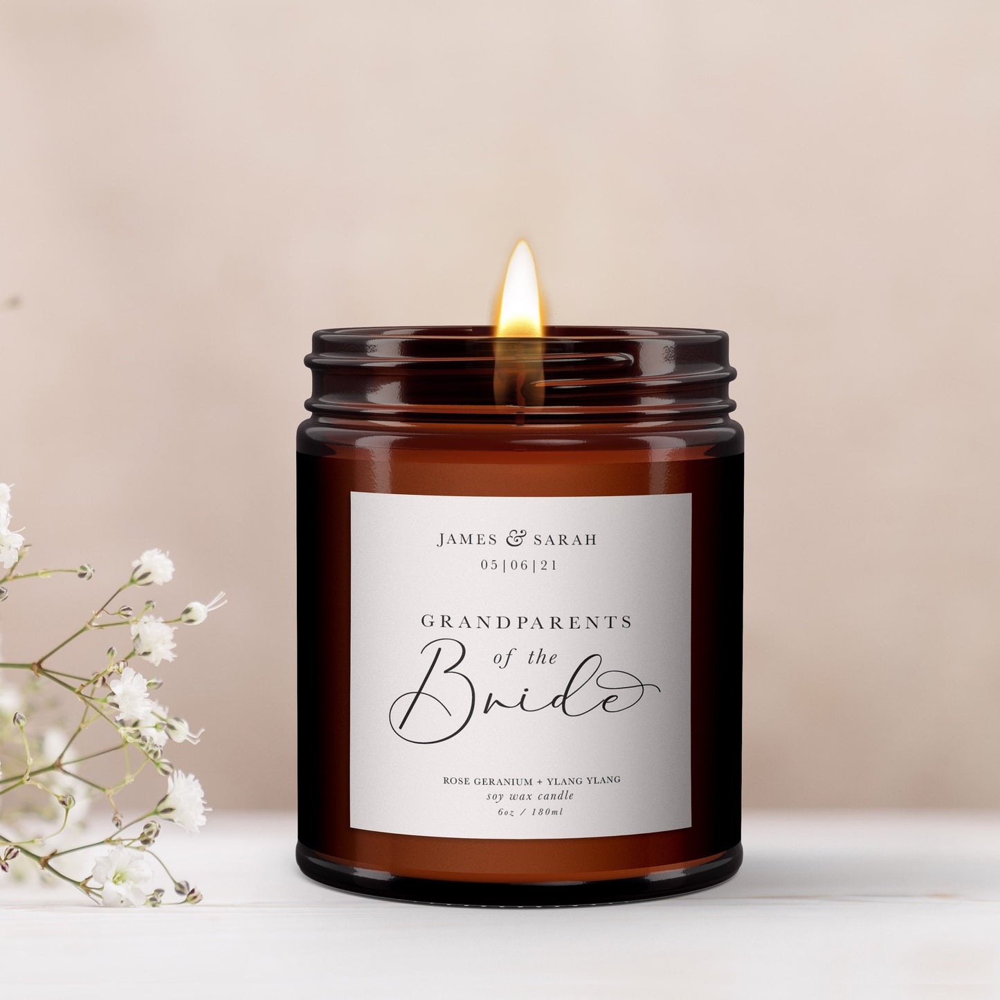 Grandparents of the Bride Personalised Candle Gift, Pure Essential Oil Candle, Grandparents of the Bride Gift, Wedding Gift for Grandparents